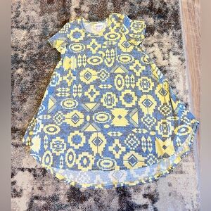 LuLaRoe Kids Dress in Yellow and Blue Geometric Pattern